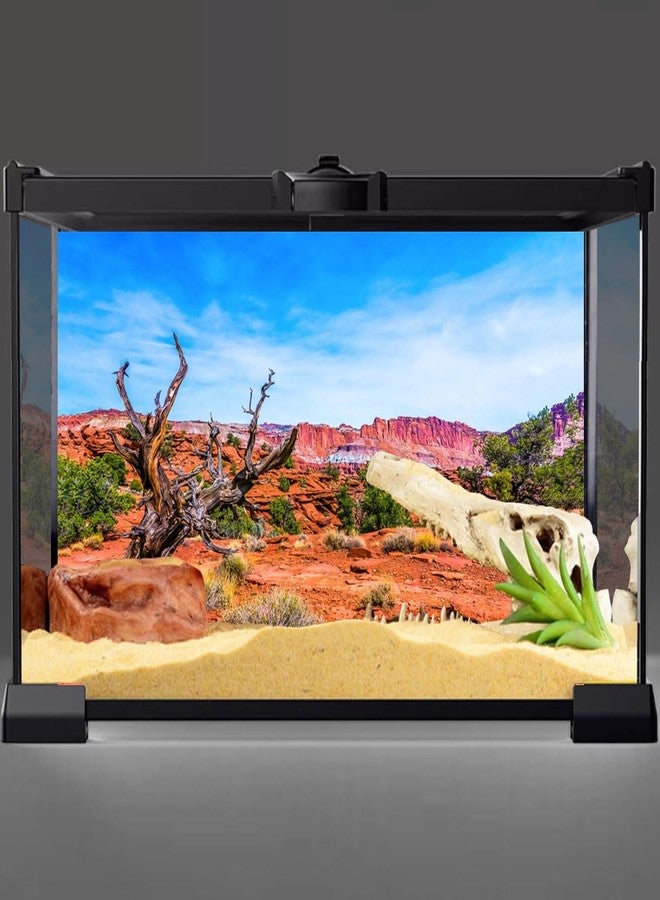 AWERT 48x18 inches Reptile Habitat Background Blue Sky Oasis Orange Desert Terrarium Background Durable Polyester Background - Image 2